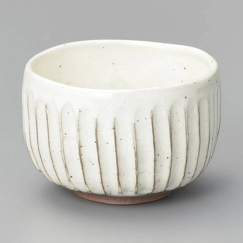 Kobiki-sogime Small Matcha Bowl 粉引ソギ目小抹茶