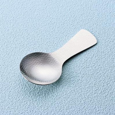 Tsuchime (Japanese Hammer Tone) Steel Tea Scoop (Chasaji) - made in Tsubame, Niigata, Japan