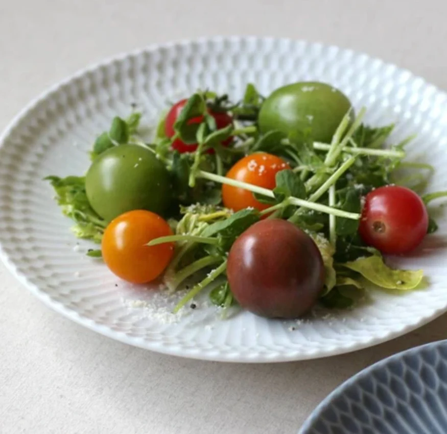 Oda Pottery: Sazanami Design 20cm Plate (White) 小田陶器さざなみプレート 20cm(白)