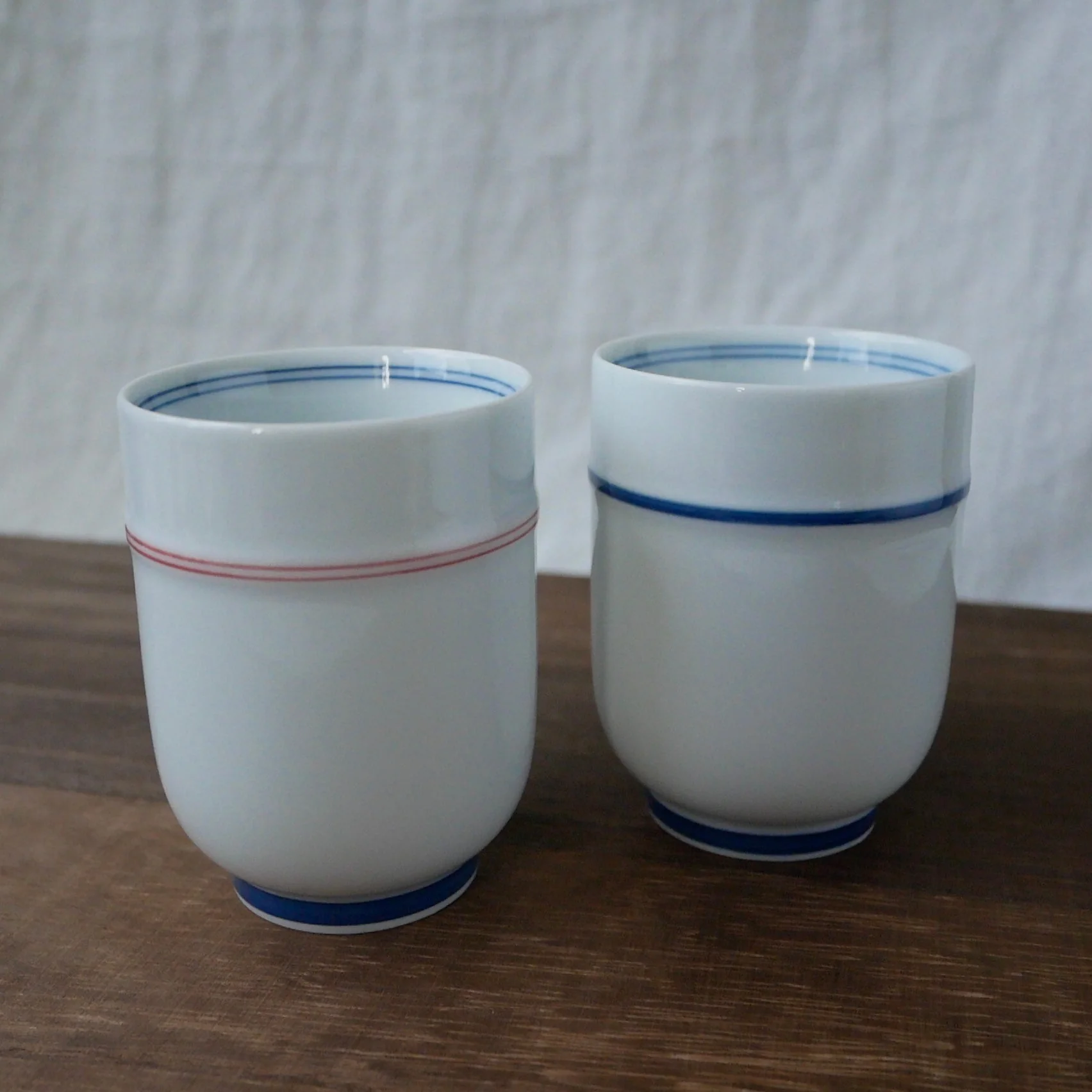 Saikai Ceramics: Blue Trim, White Porcelain Yunomi Tea Cup 150 ml - Image 4