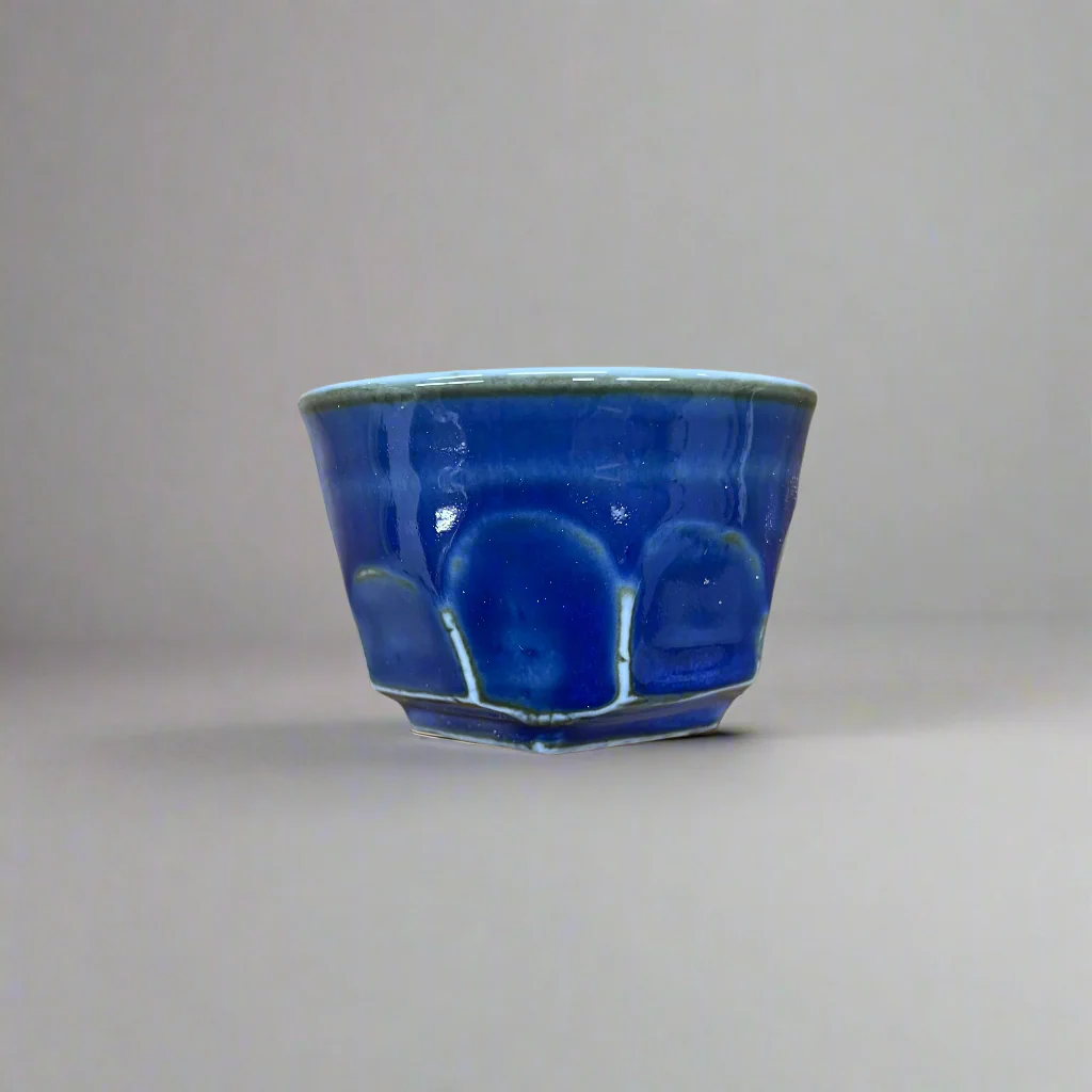 Seiangama: Carved Design Mino-yaki Guinomi Cup 5 Piece Set with Wooden Box 削ぎ五様ぐい呑揃 - Image 12