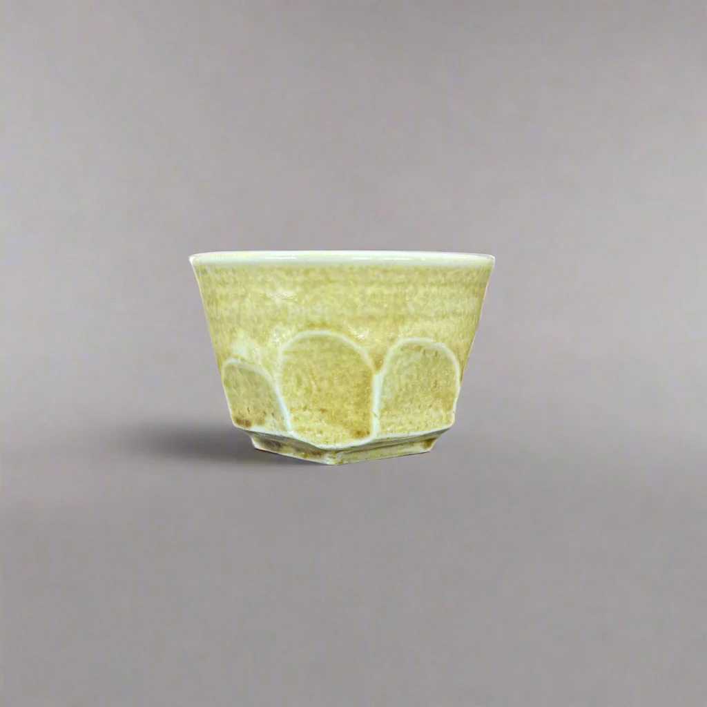 Seiangama: Carved Design Mino-yaki Guinomi Cup 5 Piece Set with Wooden Box 削ぎ五様ぐい呑揃 - Image 15