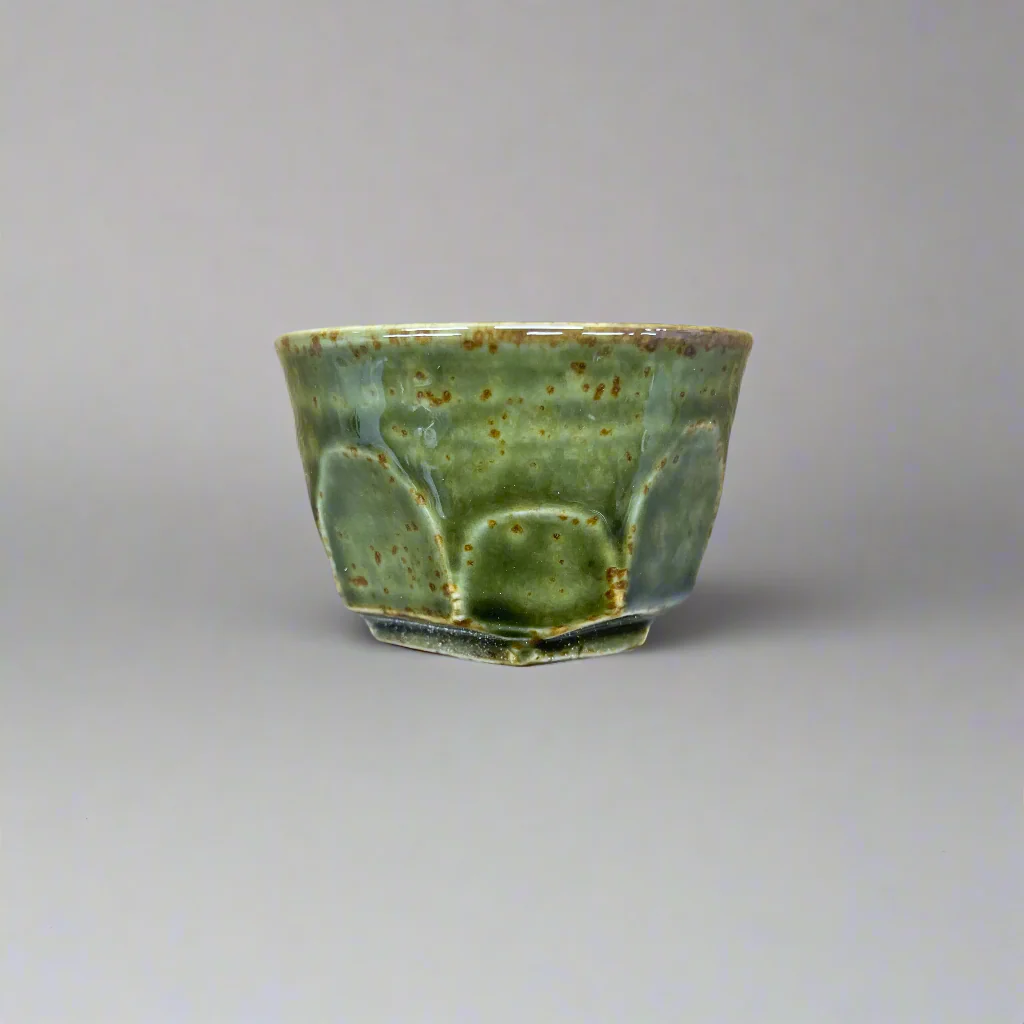 Seiangama: Carved Design Mino-yaki Guinomi Cup 5 Piece Set with Wooden Box 削ぎ五様ぐい呑揃 - Image 18