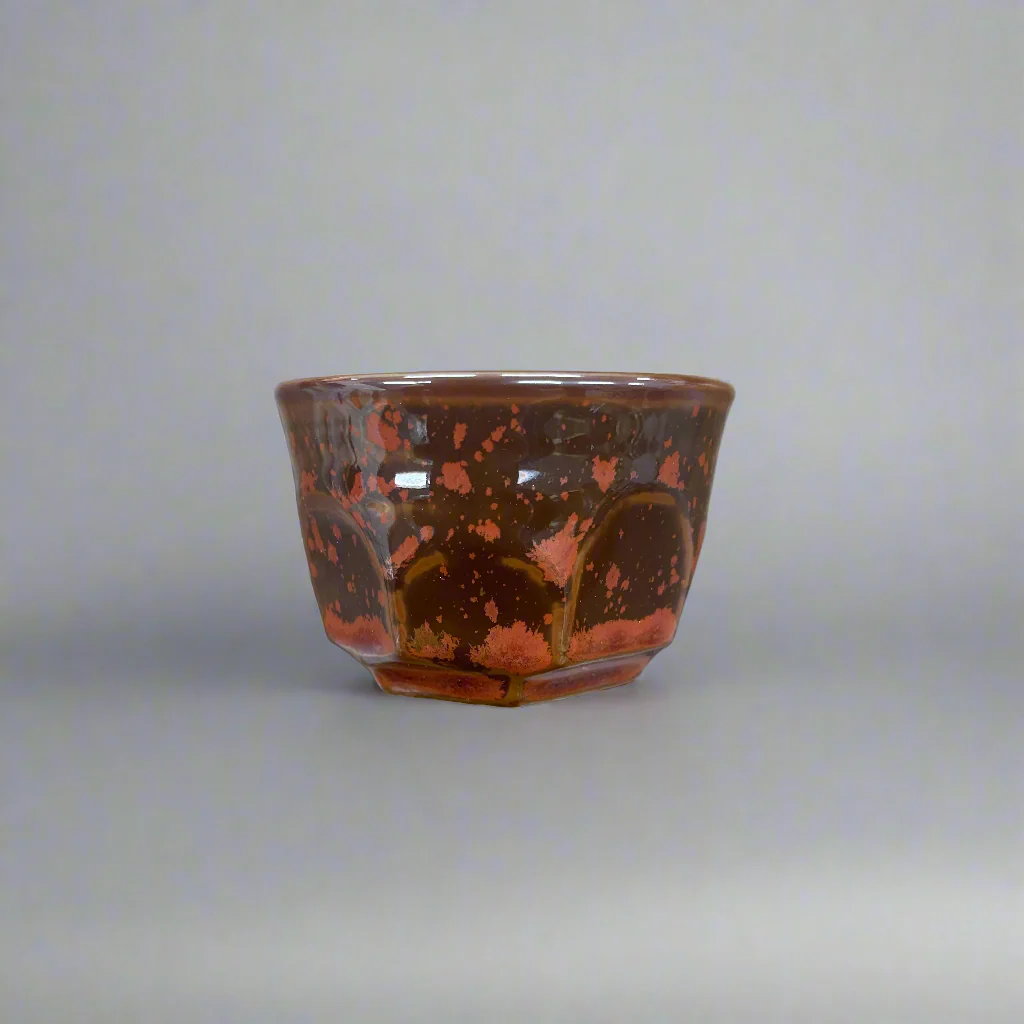 Seiangama: Carved Design Mino-yaki Guinomi Cup 5 Piece Set with Wooden Box 削ぎ五様ぐい呑揃 - Image 6