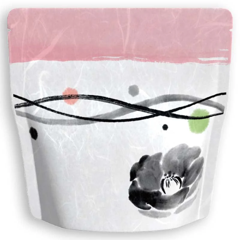 Yoshimura Pack 1404 Resealable Washi Paper Bag Calligraphy Tsubaki 筆もよう椿